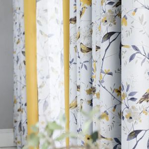 Chinese Style Flower Bird Stitching Printed Curtain Modern Simple Curtains for Living Room Bedroom Classical Curtains Decoration 240115