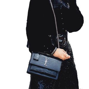 Väskor 10a klaffpåsar kalvskinn gör spegel 1: 1 kvalitet designer lyxväskor mode axel väska crossbody väska alligator väska med presentförpackning set wy004b