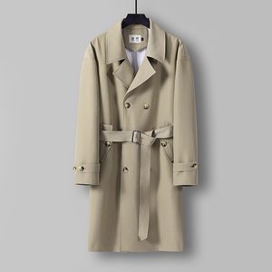 Herren-Trenchcoat, lang, Umlegekragen, Streetwear, zweireihig, britischer Stil, für Business und Freizeit, Oberbekleidung M-6XL