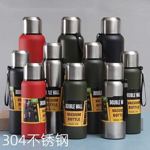 304 tazza thermos di grande capacità tutta in acciaio pentola termoisolante con corda portatile per alpinismo vaso sportivo Q240115