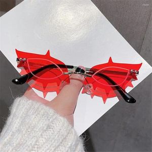 Solglasögon Sea Gurka Eyes Party Hip-Hop Trendy Tinted Lens Rimless Y2K Frameless Spike For Women