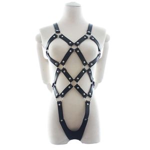 Adjustable Women Full Body Harness Leather Open Crotch Sexy Catsuit Sex Fetish Bondage Restraints Teddy Lingerie Erotic Costumes249d