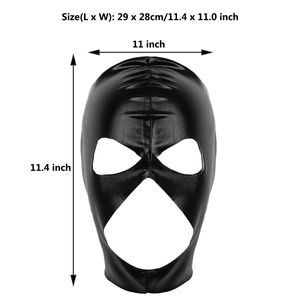 Kadınlar Erkek Cosplay Açık Yüz Maskesi Lateks Parlak Metalik Açık Yüz Kapağı Headgear Full Yüz Maske Başlığı Rol Oyun Kostümü