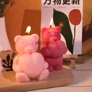 Strumenti artigianali 3D Orso Stampo per candele in silicone Fai da te Animale Bambola Sapone Stampo in gesso in resina Set per produzione di ghiaccio al cioccolato Decorazioni per la casa Regali di San Valentino YQ240115