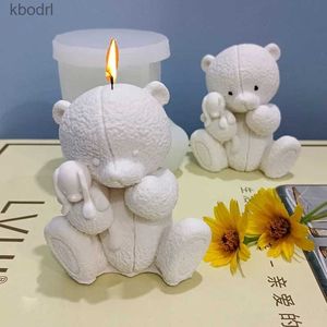 Zanaat Araçları 3d Bear Hug Oyuncak Silikon Mum Kalıp Diy Karikatür Ayı Sabun Algözlü Reçine Yapma Aracı El yapımı Çikolatalı Buz Küp Pişirme Malzemeleri YQ240115