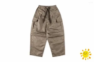 Calças masculinas Fasion Kapital Kountry Homens Mulheres Exército Verde Camuflagem Crinkled Carga Elastic Cordão Calças Hip Hop