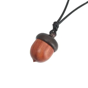 Anhänger Halsketten WZYSY 2024 Wachsseil Holz Eichel Halskette für Männer und Frauen – hochwertiger Schmuck mit Aufbewahrungsfunktion