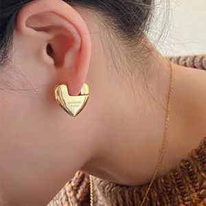 Designer Women S Sier Heart Love Notched Earrings Gold Stud with Box for Party Weddings Jewelry Gift