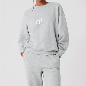 AL Yoga-Pullover Accol Pullover mit Rundhalsausschnitt Übergroße Soho-Hoodies Sweatshirts Weiche bequeme Sweatware Vier Jahreszeiten Lockere Unisex-Langarm-SweatTops