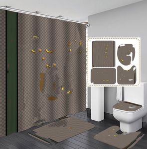 Высококачественные комплекты штор для душа из трех предметов с крутым принтом, необходимые комплекты для ванной комнаты, противоскользящие нескользящие дезодорирующие коврики для ванной и туалета