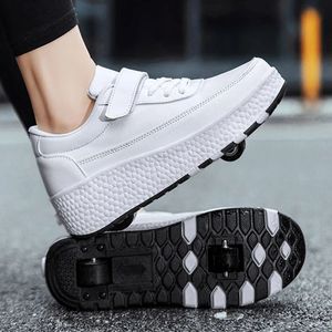 Roller Skate Shoes Kids Spring 2024 Fashion Casual Sports Children 2 Wheels Sneakers Boys Girls Gift Game Toys White Footwear 240115