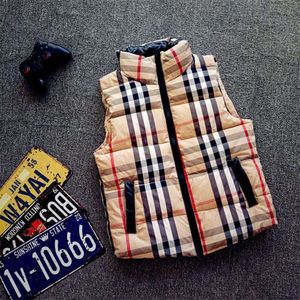 Winter Cotton Men's Slim Fit Personalized Striped Outwear Thickened Large Plaid Social Spirit Guy Vest