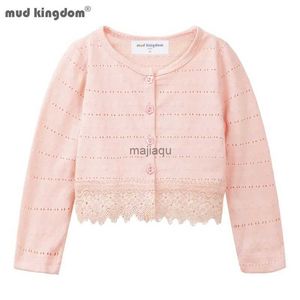 Jacken Hoodies Mudkingdom Kleine Mädchen Langarm Bolero Achselzucken Spitze Kurze Strickjacke für Baby Mädchen Strickmantel Dünne Spitze Einfarbig EinfarbigL240115