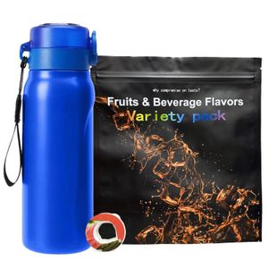 Garrafa térmica de ar acima da garrafa de água com vagens de sabor conjunto e palha para esportes de fitness ao ar livre moda beber 0 calorias de açúcar 240115