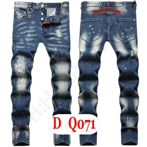 Mens Jeans Luxury Italy Designer Denim Jeans Män broderibyxor DQ2071 Fashion Wear Holes Splash-Bink Stamp Byxor Motorcykel Ridningskläder US28-42/EU44-58