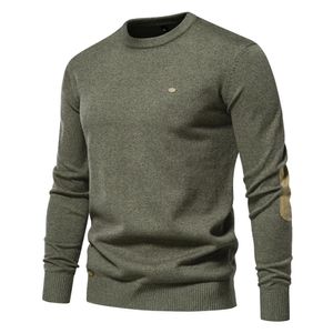 Autumn Cotton Sweater for Men O Neck Patchwork Sleeve Pullovers Solid Color Warm Winter Mens Sweaters 240115