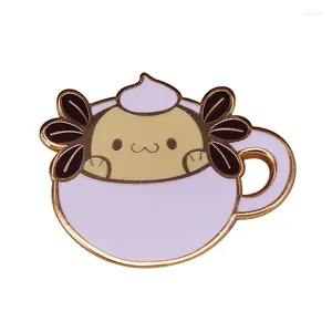 Brooches Super Cute Axolotl Coffee Cup Brooch Gift For Family And Friends Who Love Kawaii Stuff