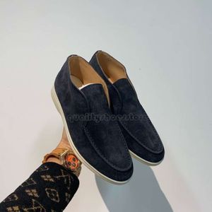 LP Loafers Designer Loro Piano Shoes Loro Shoes Open Walk Suede Shoes Man Women Leather Shoes Men's High Top på Casual Walking Flats Classic Ankel Boot Shoe1B87