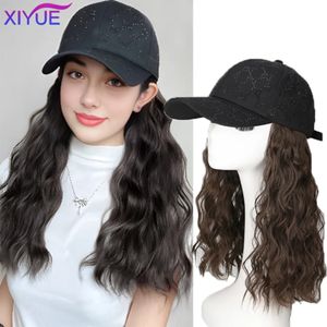 xiyue wig women's full headキャップウィッグファッションウィッグ女性のラインストーンネットレッド野球帽ウィグカバー240115