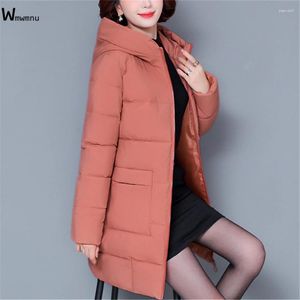 Women's Trench Coats Warm Thick Parka Basic Solid Outwear Top Snowwear Jacket Oversized 5XL Loose Hooded Cotton Padded Coat Mid-length