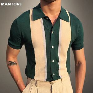 2023 Summer Mens Polo Shirt Short Sleeve Business T High Quality Men's Streetwear Casual Knit 240115