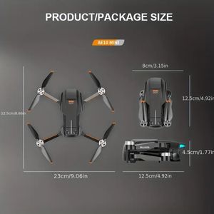 WRYX NEW AE10 MINI RC DRONE Dual Camera med Light Flow Drone GPS FPV WiFi Profeseional Helicopter RC Plane Toys for Boys UAV