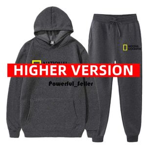 2024 Moda Masculina e Feminina Br Hoodies Moletons National Geographic Channel Sports Set Primavera Outono Duas Peças Homens Ess Sp5der 2541