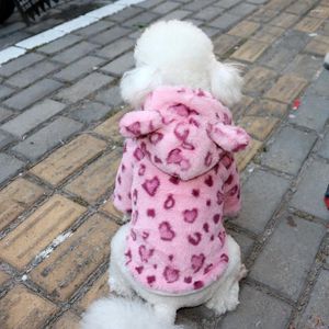 Abbigliamento per cani Felpe con cappuccio invernali per animali domestici Simpatici vestiti leopardati per cani di piccola taglia Abbigliamento caldo vestito per cuccioli Maglione Pomerania Chihuahua Yorkies