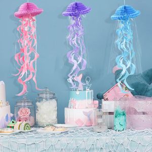 Hanging Jellyfish Lanterns Party Supplies Honeycomb Craft Pastel Mermaid Party Decor Under the Sea Kids Birthday Party Decorations Q881