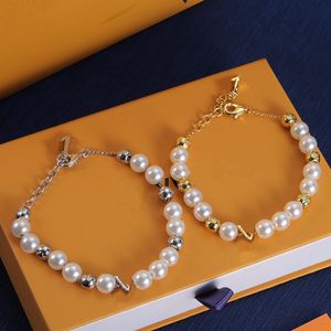 Mit BOX nie verblassen Luxus Perle Charm Armbänder 18K Gold Silber Luxus Frauen Männer Armband für Party Verlobung Urlaub besten Schmuck