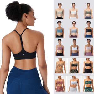 Y-Back Sports Bra для женщин, средний ударный Wire Free Plaind Lawded Yoga Bra Crop Tops Sports Runt Rush Lu-Meluck