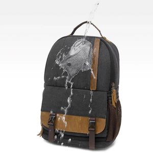 Zubehör Neuer Kamerarucksack Batik Canvas + Rindsleder Fotografie Stativtasche Gepolsterte wasserdichte Objektivtasche für Nikon/Canon/Sony SLR-Zubehör