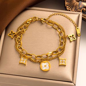 Designer 4/four Leaf Clover Jewelry Gold Bangle Bracelets for Women Chain Elegant Jewelery Gift with Box