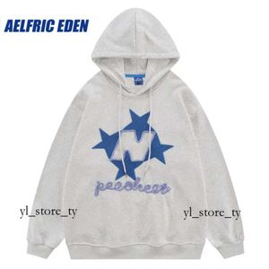 Moletons masculinos com capuz Aelfric Eden Stellaris bordado com capuz Y2K Star Letters pulôver streetwear Hiphop Retro Splicing Harajuku Casual Hoodie 7619