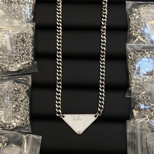 Designer Silver Color Prad Necklace Women Men Triangle Letters punk Enamel Cool Street Woman Pendants Necklaces Luxury jewlery 4342