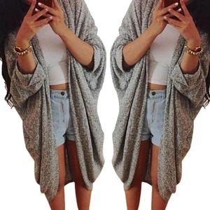 Tröjor grossistefashion kvinnors lady casual stickad hylsa tröja hösten vinterrock lös cardigan poncho modejacka Camisola feminina