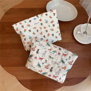 Cosmetic Bags Cute Quilted Bear Cotton Makeup Bag Ladies Hold Artistic Simple Large Capacity Soft Travel Toiletry