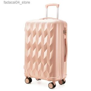 Suitcases moda Rolling Bagage zamek błyskawiczny walizka podróżna ABS+PC Trolley Case Hasło skórzana walizka anty-scratch i upuszczenie Q240115