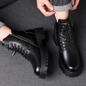 Warm Fur Winter Men's Boots Vintage Work Long Boots Fashion Lace-Up Casual Handmade Quality Casual Combat Cowboy Boots Outdoor 240115