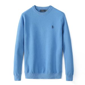 Lyxdesigner herrtröja rund hals varumärke polo stickad pullover varm krokad nål stickad broderad avslappnad huva tröja