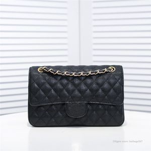 Högkvalitativ äkta läderkvinna Bag axelväskor plånbok designer handväska kvinna tote handväska koppling damer gratis frakt kaviar 25 cm