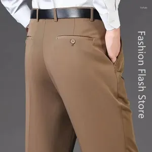 Set di biancheria da letto Pantaloni da abito piatti a vita alta da uomo Nero Khaki Rosso Pantaloni casual da lavoro dritti per uomo formale Pantalone da uomo 2024