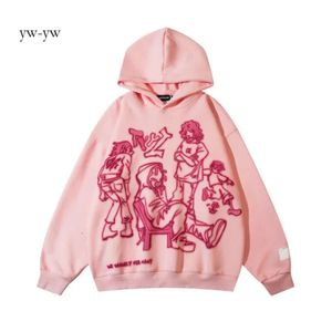 Men's Hoodies Sweatshirts Aelfric Eden Mens Y2k Cartoon Line Character Print Hoodie Harajuku Hip Hop Sweatshirt Pullover Hooded Streetwear Casual Tops 7995