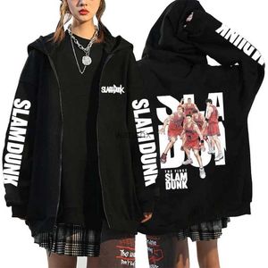 Men's Jackets Hot Sale Slam Dunk Hoodie Anime Sakuragi Zipper Sweatshirts Fleece Zip Up Hoody Unisex Hip Hop Jackets Streetwear Hooded CoatsL240115