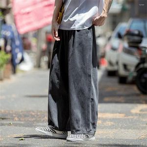 Mäns jeans koreanska mode ungdomar raka rör lösa breda ben y2k stil denim par hip hop byxor blå svart plus storlek