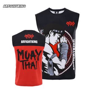 MMA Muay Thai Geschenk, ärmelloses T-Shirt, Sommer, Fitness, Herren, kurz, Rundhalsausschnitt, Herren, lässig, schnell trocknend, 3D-Druck, MMA-Sweatshirt, atmungsaktiv, elastisch, halbe Ärmel