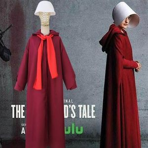 The Handmaids Tale Offred Vestido Vermelho Manto Cosplay Costume209T