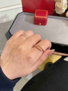 Luxus-Designer-Ring, dünner Nagelring, hochwertiger Diamant für Damen und Herren, galvanisch beschichtet, 18 Karat klassisches Premium-Roségold mit Box 8TS5 W05F
