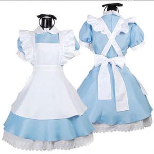 Japanese -Sälj Fancy Girls Alice in Wonderland Fantasy Blue Light Tone Lolita Maid outfit Maid Costume Maid Dress288L