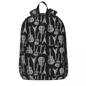 Mochila guitarras padrão guitarrista pai idéia meninos meninas bookbag dos desenhos animados crianças mochila portátil bolsa de ombro grande capacidade